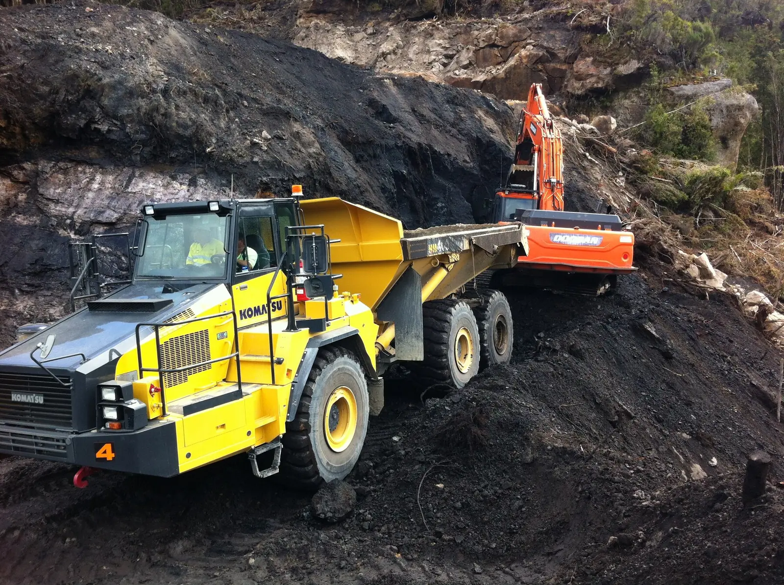 Mining operations in steep West Coast terrain